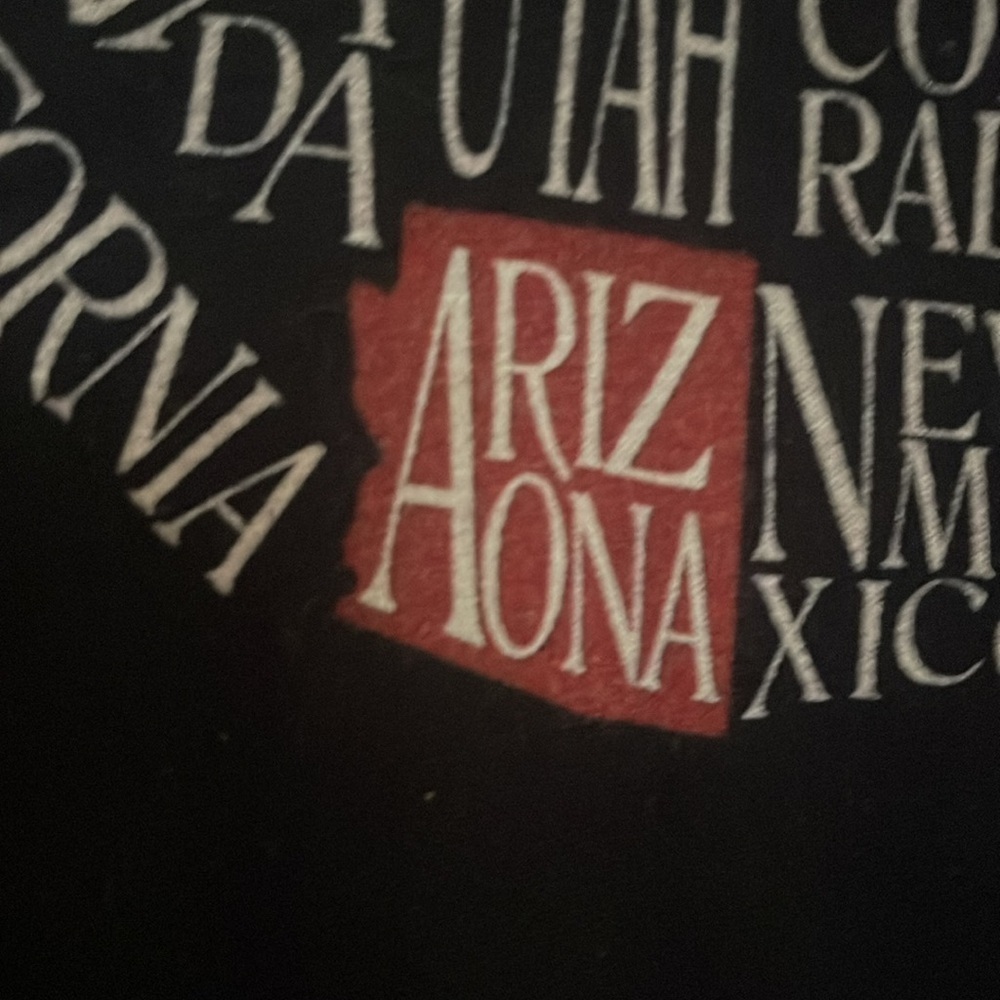 Colorbear black, T-shirt with map of the U.S.A.  Highlighting Arizona. Small - Picture 4 of 7